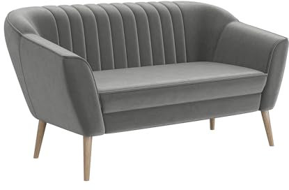 MEBLINI Mini Sofa 2-Sitzer für Wohnzimmer - Mini Lounge für Zwei Personen - Küchensofa - Sofa Klein - KAIA - 2 - Hellgrau Samt