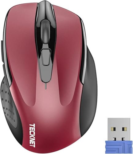 TECKNET Souris sans Fil, 2.4G Souris Optique avec 4000 DPI, Souris Ergonomique pour Ordinateur Portable, PC avec Récepteur USB