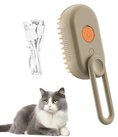 Dampfbürste für Katzen – Katzenbürste, Tierbürste | Elektrische Katzenbürste | Multifunktionale Fellpflegebürste für kleine Katzen