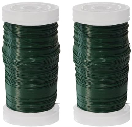 55m, 2Rollen 0.35mm Grün Floristikdraht – flexibler Draht Binden von Kunsthandwerk Blumenarrangements, Floristendraht, Steckdraht Floristik Handwerk Künstlichen,Blumendraht, zum basteln