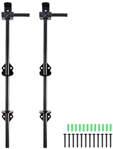Skelang Bullone del Cancello, 45 Cm Catenaccio con Asta, Serratura per Cancello in Acciaio per Tenere Aperto e Chiuso il Cancello in Legno, Set di 2