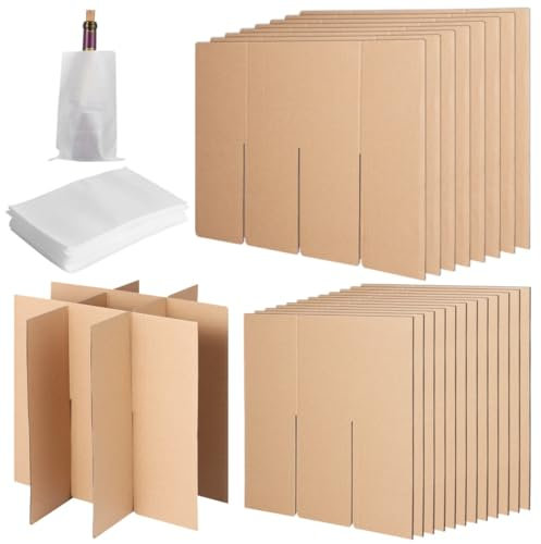 Set zum Verpacken von Umzugskartons, Küchenglaswaren, Umzugskarton-Set, 20 Wellpappen-Trennwände, 48 Schaumstoffbeutel, Schutzkarton-Trennwände, Geschirrverpackung, Umzugskarton, Glas-Trennwand
