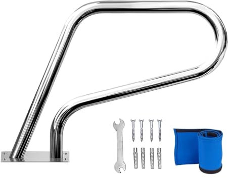 Rampe Piscine, 30 X 22 Pouces, Rampe Piscine INOX, Capacité de Charge de 300 LB avec Couvercle Antidérapant Bleu, Echelle Piscine Hors Sol for Parc Aquatique