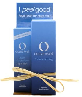 Oceanwell Naturkosmetik | I peel good | Home Spa Set | Mit 50 ml klärendem Peeling und 30 ml sanfte Gesichtscreme | Hochkonzentrierter Algenextrakt | Spendet intensiv Feuchtigkeit