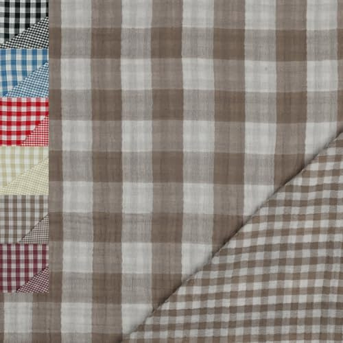 MAGAM-Stoffe Paul Musselin Mulltuch Kinder Baumwollstoff Oeko-Tex Meterware 50cm (Karo sand)