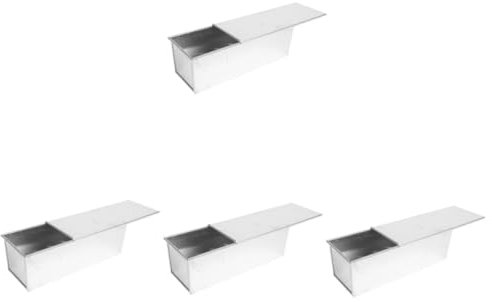 Cabilock 4 Piezas Caja De Tostadas Molde Para Hornear Pan Molde Rectangular Para Bandeja Para Hornear Tostadas Moldes Para Hornear Pan Moldes De Pan Silver Aleación De Aluminio