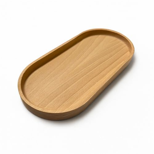 EKFJAELL dekoratives Holztablett, perfekt zum Servieren, Dekorieren und Präsentieren - Deko Tablett länglich, Tischdeko Holz, Servierplatte Holz, Serviertablett (Buche, 200x100x15 mm)