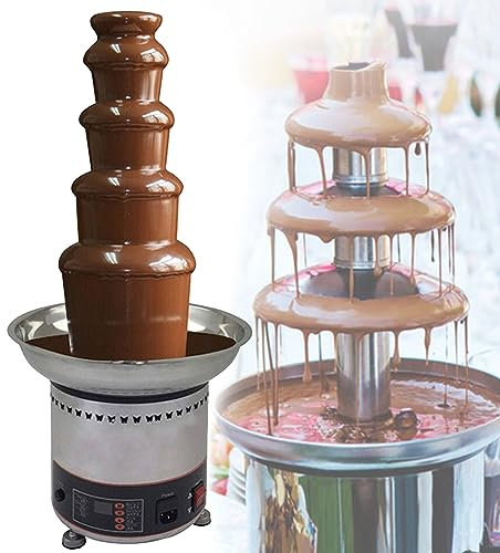 Máquina de fuente de chocolate de acero inoxidable, máquina de fuente de fondue de chocolate eléctrica de 4/5/6/7 niveles para chocolate, dulces, mantequilla, queso, fiestas, restaurantes,5Tiers