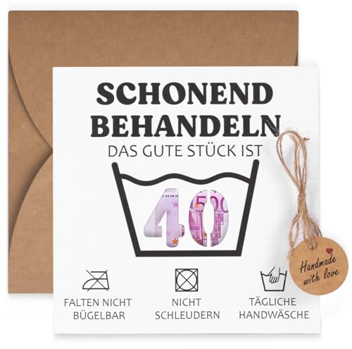 Aruigu Geldgeschenke Geburtstag 40 mit Umschlägen, Geldgeschenke Verpackung Geburtstagskarte 40, Lustig Geschenke zum 40 Geburtstag Frau Mann, Schonend Behandeln Geschenk 40 Geburtstag Mann Frau