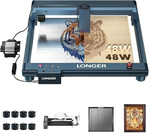 Longer B1 40W Laser Graviermaschine, Mit Auto Air Assist, Y-axis Rotary Roller 360° Rotation with Bracket,440mm * 440mm Honeycomb,8Pcs Höhenverstellung der Graviermaschine