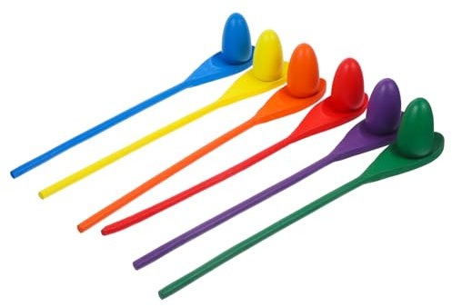 Yardwe 6pcs Wooden Egg Tray for Boys and Girls Balancing Game Relay Race Game and Spoon Training Tool for Outdoor Playing and Sensory Training Activities
