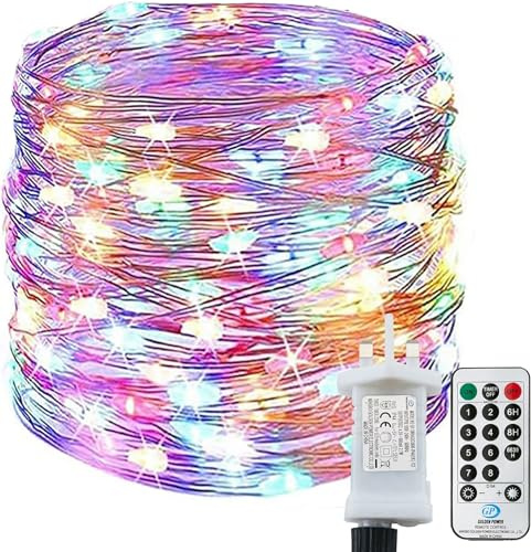 Lezonic 220LED Fairy Lights Mains Powered, 25M Fairy Lights Plug in Waterproof with 8 Modes Remote Timer Copper Wire String Lights for Bedroom, Party, Wedding, Christmas Decorations(Multi-Colored)