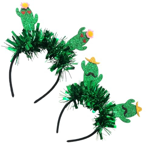 PartyKindom Kaktus Kostüm Damen Haarreifen 2 Stück aus Fiber und Filz Elastisches Haarband Grün für Cosplay und Familienfeiern mit Kreativem Kaktus Kopfschmuck