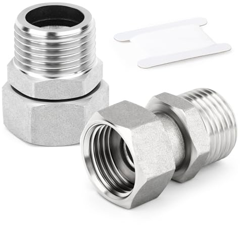 ERGAOBOY 2 piezas de 38 mm de longitud, conector flexible y móvil de acero inoxidable 304, hembra y macho BSP de 1/2 para rociador, válvula angular, brazo de ducha