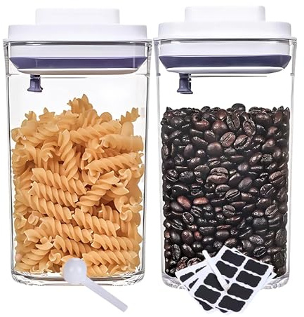 GRANZ Push Button Food Storage Containers Pack of 2 (950ML x 2) | Kitchen Organization Set for Cereal & Dry Foods | BPA Free Cereal Containers for Sugar, Flour, etc.