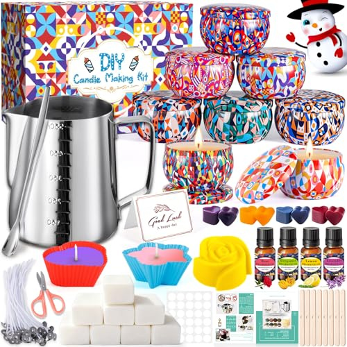 Kerzen Selber Machen Set, DIY Kerzenherstellung Kit für Erwachsene Anfänger Kinder, Candle Making Kit Duftkerze Geschenke Set Einschließlich Bienenwachs, Kerzendosen,Kerzendochte,Geschenke für Frauen
