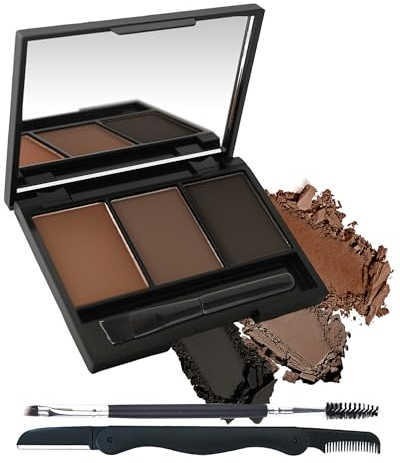 Eyebrow Powder Kit, 3 Color Auburn Brown Black Gray Eye Brow Powder Palette with Razor Brush,Long Lasting Waterproof Brow Filler Fill & Shapping Full Eyebrows,Mother's Day Makeup Gift Set for Women-03