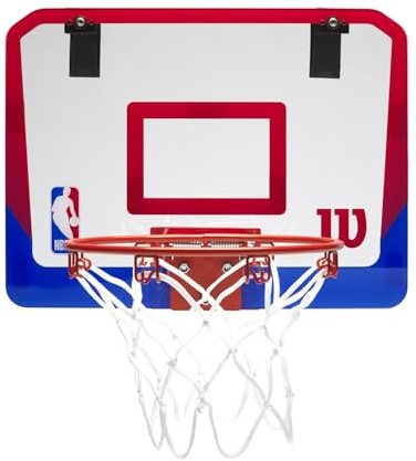 Wilson NBA DRV Mini-Korb, Kunststoff-Mini-Basketballkorb zum Einhängen an der Tür, Überall Spielen, Einfache Montage & Aufbau, Farbe: Transparent/Rot/Blau