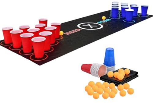 Dryckesspel fest, bordtennisspel underhållning, 30 cm pong set med koppar, hållbart bordtennis-kit med rolig design, festtillbehör enkel installation, hemunderhållning