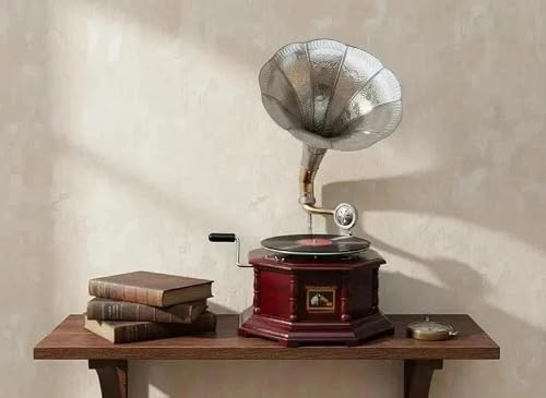 Grammofono antico completamente funzionale funzionante fonografo Wind-Up Giradischi Vintage Replica Fonografo 78RPM 1 Record Earth Tones Home Decor Music Gift