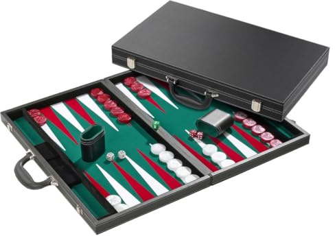 Philos Tournament 21-inch Backgammon Set - Briefcase Style with Green Surface