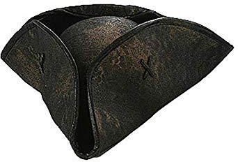 elope Faux Leather Pirate Hat - Distressed Scallywag Tricorn Costume Cosplay Pirate Hat for Adults - Brown, Standard