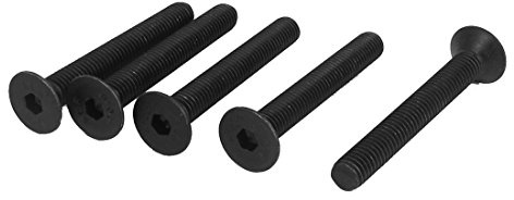 sourcing map 5 Stück Senkkopfschrauben Metrisch M8 x 60mm Schwarz | Flachkopfschrauben Senkkopfschrauben, Mit Innensechskant, Metrisch