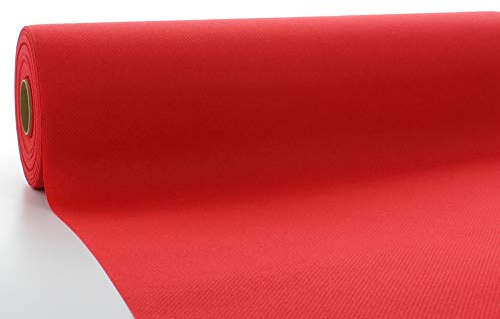 Mank Tischdeckenrolle Uni, Papiertischdecke Rolle 120 cm x 25m aus Airlaid stoffähnlich, Einmal Tischdecke, Tischtuchrolle Meterware (Rot, 120 cm x 25 m)