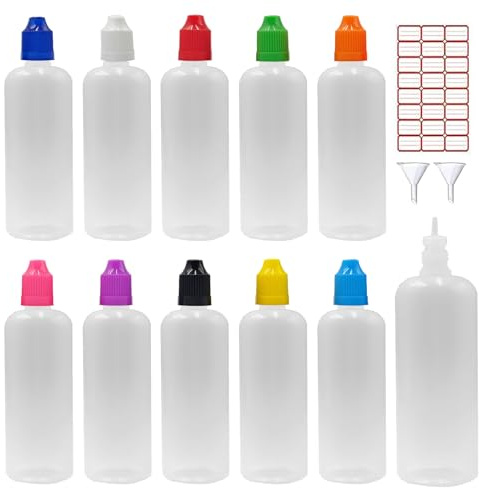 XIAONAN 10ml 30ml 50ml 100ml 120ml Bottiglie vuote Liquido Bottiglie Plastica Dropper Plastica Gocce Bottiglie + Imbuto (Bottiglie + Tappi + Punte + Imbuto + Etichette vuote), Plastica, Gemischte