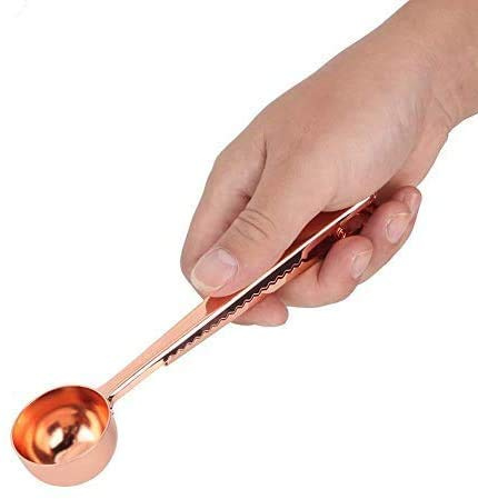 Cafopgrill Coffee Scoop Clip, 2 in 1 Function Stainless Steel Coffee Scoop Measuring Spoon with Bag Seal Clip