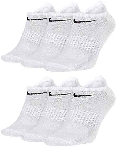 NIKE Socken 6 Paar Sneakersocken Füßlinge Socken SX7678 Weiß Grau Schwarz, Farbe:Weiss, Socken Neu:38-42