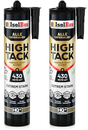 Isolbau Montage-Kleber Extra Stark High Tack - 2 x 530 g - Alleskleber für Innen- & Außenbereich - Baukleber Hybrid MS Polymer - Extrem Stark - 430 kg / 10 cm² - Weiß