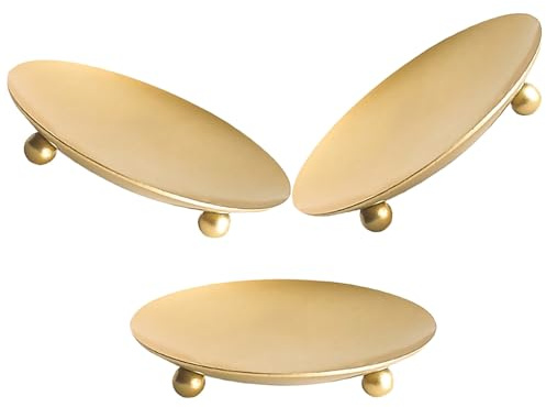 FAVOMOTO 9,5 cm 3 Stück Eiserne Schmiedeeiserne eleganter Hochzeits Kerzenständer Goldene Kerzenständer Kerzen Untersetzer Stabkerzenhalter Gold Untersetzer Kerze Kerzenuntersetzer Metall