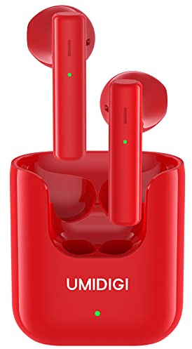 UMIDIGI AirBuds U In-ear hörlurar bluetooth 5.1 Trådlös stereo,Touch-kontroll öronsnäckor, 24-timmars uppspelningstid, automatisk parning, 2 inbyggd mikrofon (Red)