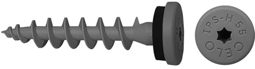 Celo Isolierplattenschrauben IPS-H 55 - Schraubdübel für die Direktbefestigung im Dämmstoff, Dämmstoffschrauben, telegrau - 50 Stück
