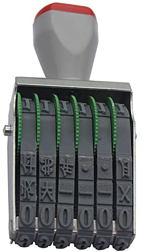 WANLIAN Timbro con data, dimensioni 43 x 7 mm, grigio e nero, timbro numerico a 6 linee intercambiabili, ideale per spedizioni, ricevimenti, ufficio, insegnanti e aziende (timbro in gomma a rullo a 6