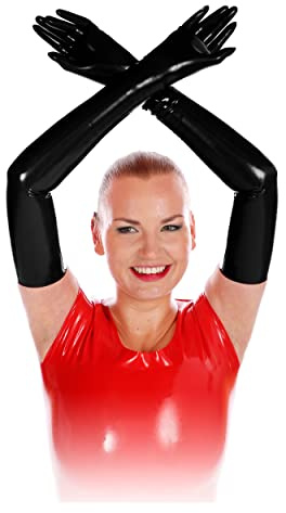 Rubberfashion Guantes de látex largos - Guantes de goma sexys - Guantes de látex sexuales para hombres y mujeres
