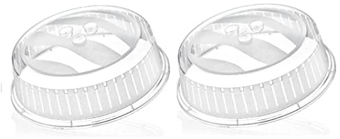 Maestro Craft Pack of 2 Microwave Splatter Guard PP Food Plate Cover With Steam Vents BPA Free Clear Plastic Plates Microwave Splash Guard Cover 26Cm