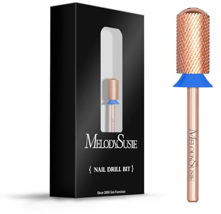 MelodySusie Safety Nail Drill Bits, 3/32'' Smooth Round Top Large Barrel Carbide Bits, Suitable for Manicure Pedicure Cuticle Gel Polishing, Beginners Bits, Rose Gold, Series Bit-S