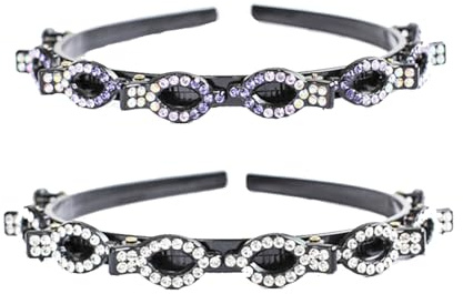 2PCS Haarband Mit Twist Clip Frisurenhilfe Haarband Mit Clips, Kristall Haarreifen, Headband für die Hochzeitsfrisur oder Strass Pailletten Party