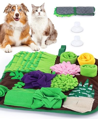 CiyvoLyeen Snuffle Mat for Dogs and Cats Succulent Small Pets Treat Toy Dog Enrichment Toys Dog Puzzle Slow Eating Mat Foraging Mat for Rabbit Pig Stress Relief Puppy Birthday Gift for Pet