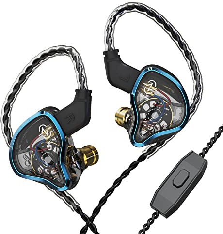 Yinyoo Wired Earbuds CCZ Warrior 3BA + 1DD Hybrid HiFi in Ear Cuffie, HD Calling Cuffie leggere con riduzione del rumore (blu, con microfono)