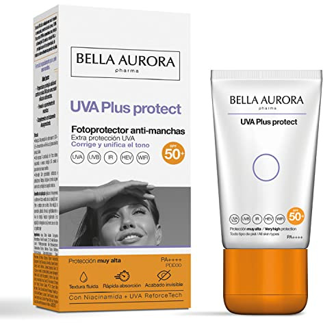 BELLA AURORA - UVA Plus Protect 50 ml, Protector Solar Facial Antimanchas SPF50+, Protección Solar Antimanchas para Cualquier Tipo de Piel