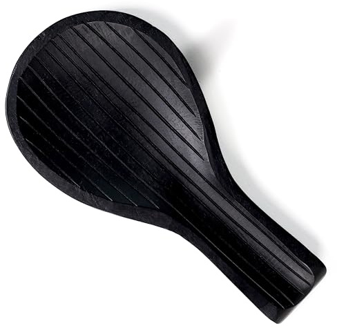 The Art Box Repose-cuillères en bois nervuré noir – 25,4 cm – Support Cuillère Comptoir Cuisine, Cuillère Ferme Moderne, Support pour spatule, panier à fruits pour table salle à manger