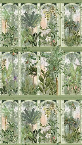 livingwalls non-woven tapet med jungledesign i grönt, vitt, violett – dekorativ panoramatapet med motiv 1,59 x 2,80 m XXL väggbild – 393151