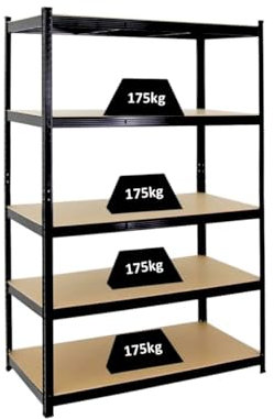 PROREGAL Schwerlastregal Taurus Schwarz 180x120x60cm Gesamtlast 875kg Kellerregal, Steckregal, Garagenregal, Lagerregal