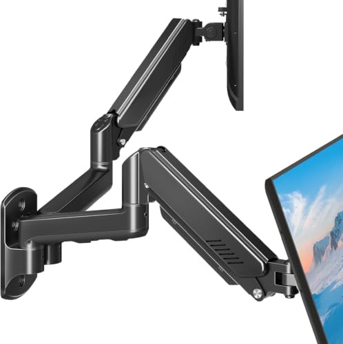 ELIVED Monitor Wandhalterung 2 Monitore für Max. 32 Monitor bis zu 9kg | VESA 75/100mm, Gasdruckfeder PC Monitor Hatlerung Wand, 360° Drehbar, Dual Monitorhalterung EV6022