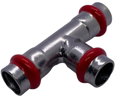 C-Stahl Pressfitting T-Stück, 90° Bogen, Kappe, Muffen, 45° Bogen, Winkel Pressfittings Reduziermuffen Rohrverbindung V Kontur (T-Stück 28 mm)