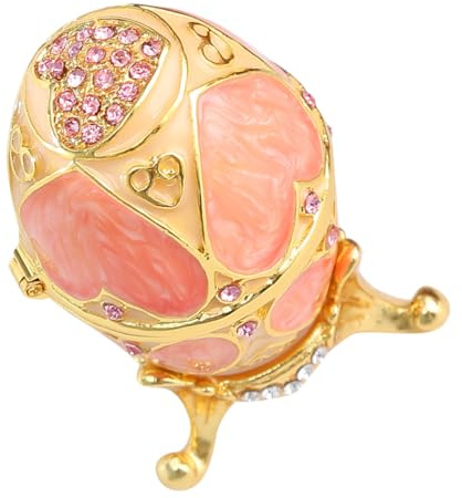 Cabilock Joyero Forma De Huevo Portajoyas Esmaltado Organizador De Joyas Pequeño Figura De Huevo Joyero Gemas De Imitación Decoración De Escritorio De Oficina