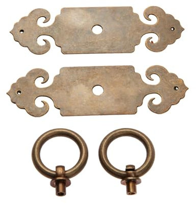 2 stücke Antike Chinesische Reinem Kupfer Tür Möbel Griff Messing Schloss Schrank Schublade Ziehen Griff Knopf Möbel Hardware 1 Paar (Color : Bronze 2pcs)